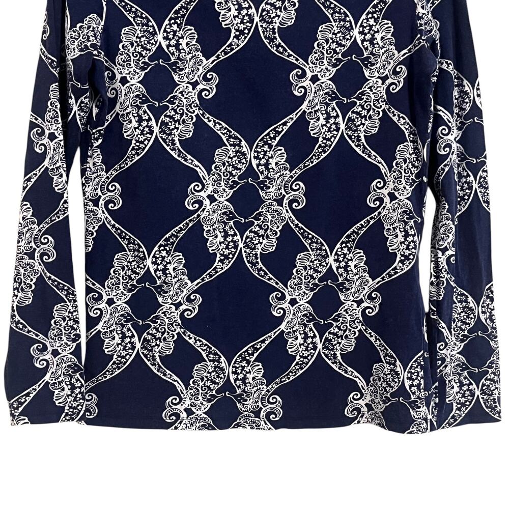 Lilly Pulitzer Jodie Bright Navy MS Behave Long Sleeve Top - Picture 6 of 8